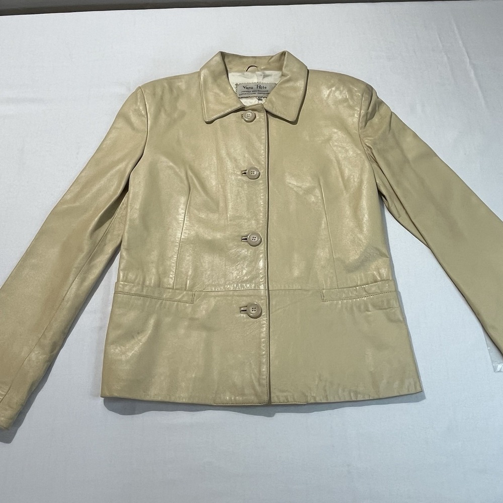 Vera Pelle Made in Italy Leather Stylish Yellow Jacket Size M (Italian size 42) - Picture 1 of 16